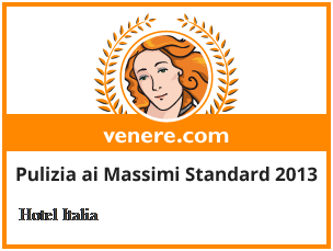 Das Hotel Italia hat von Venere.com-Kunden die Auszeichnung  - Top Clean 2013 - erhalten
